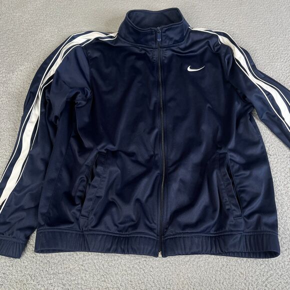 Nike Track Jacket Mens Large Blue Full Zip Warm Up Training Basketball Swoosh - Picture 1 of 12